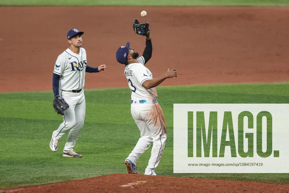 Tampa Bay Rays third baseman JUNIOR CAMINERO (13) catches a pop fly in game 2 of the American League Division Series against the New York Yankees. The Tampa Bay Rays hosted the New York Yankees the at Tropicana Field in St. Petersburg, FL. MLB, Baseball Herren, USA 2026: Tampa Bay Rays 5:2 New York Yankees - ZUMAm299 20261005_znp_m299_018