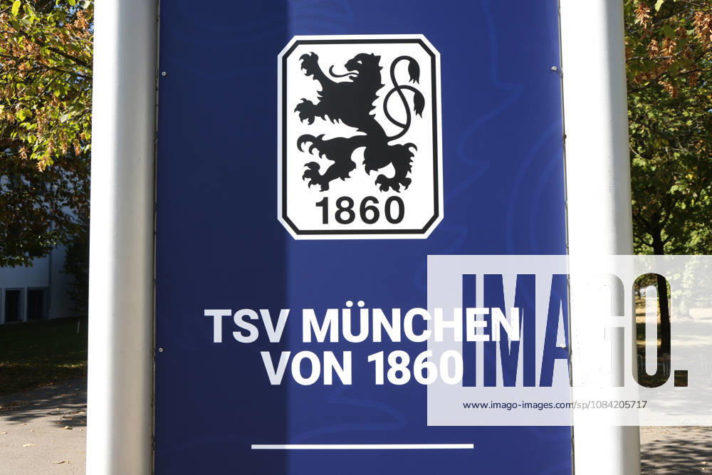 Soccer, Men s, Bavarian Regional League, 2026–2027 Season, TSV 1860 Munich, Training, Grünwalder Strasse 114 Here is a display featuring the logo and the TSV Munich 1860 lettering. Welcome to Munich’s great love at the training facility