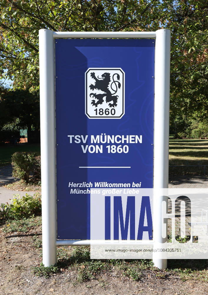 Soccer, Men s, Bavarian Regional League, 2026–2027 Season, TSV 1860 Munich, Training, Grünwalder Strasse 114 Here is a display featuring the logo and the TSV München von 1860 lettering. Welcome to Munich’s great love at the training facility