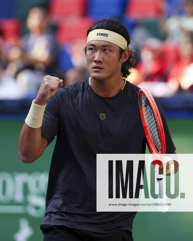 (261007) -- SHANGHAI, Oct. 7, 2026 -- Zhang Zhizhen celebrates during the men s singles first round match between Zhang Zhizhen of China and Tomas Machac of the Czech Republic at the 2026 ATP, Tennis Herren tour Shanghai Masters tennis tournament in Shanghai, China, Oct. 7, 2026. ) (SP)CHINA-SHANGHAI-TENNIS-SHANGHAI MASTERS-MEN S SINGLES (CN) WangxXiang