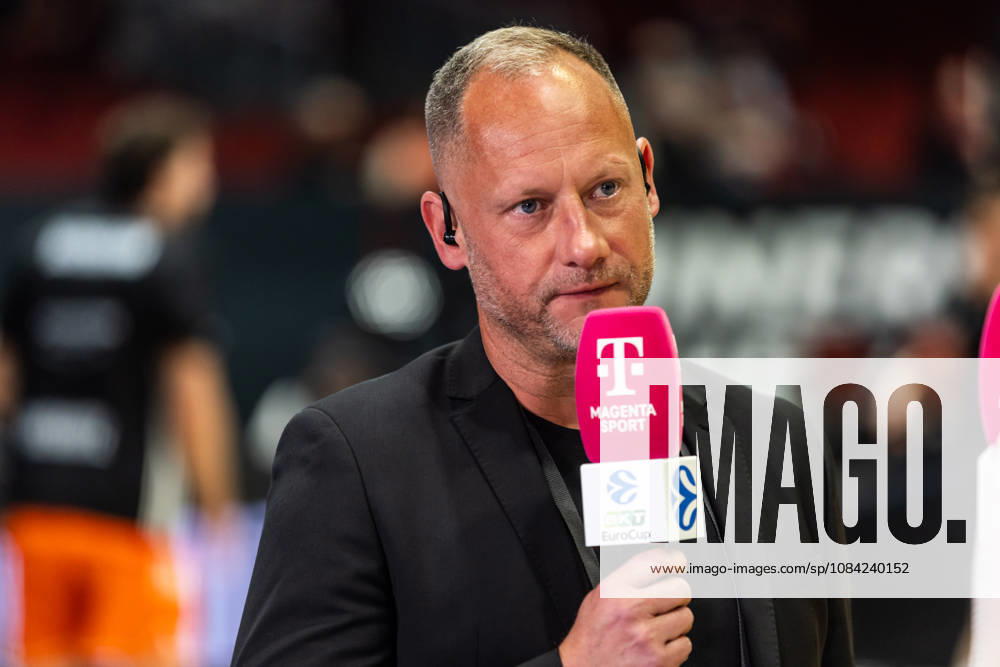 GER, BKT Eurocup, Basketball, Chemnitz, Niners Chemnitz vs. Neptunas Klaipeda; Steffen Herhold, Managing Director of Niners Chemnitz, being interviewed at the Chemnitz Trade Fair, Chemnitz, Saxony, Germany