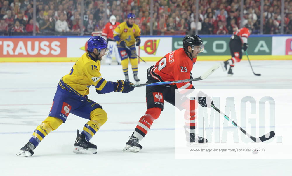 From left: Kevin O Neil, Herning Blue Fox 17; Tim Fleischer, Kölner Haie 29 GER; Kölner Haie vs. Herning Blue Fox, ice hockey, DEL, 2026–2027 season, October 7, 2026 GER, Cologne Haie vs. Herning Blue Fox, Ice Hockey, DEL, 2026–2027 Season, October 7, 2026 Germany