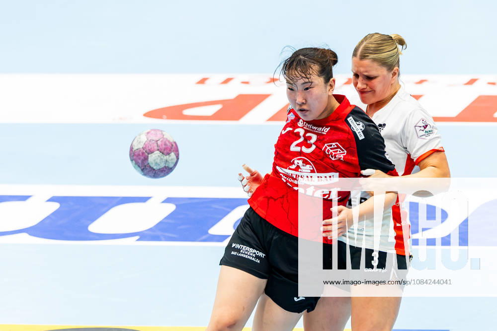 GER, Handball, Women, 2026–2027 Season, Alsco 1st Division, Matchday 5, Thüringer HC vs. HSG Blomberg Lippe, Laura Rueffieux (HSG Blomberg Lippe), Natsuki Aizawa (Thüringer HC), 23 99947 Bad Langensalza, Salza, Halle, Sporthalle Mehrz, Thuringia, Germany