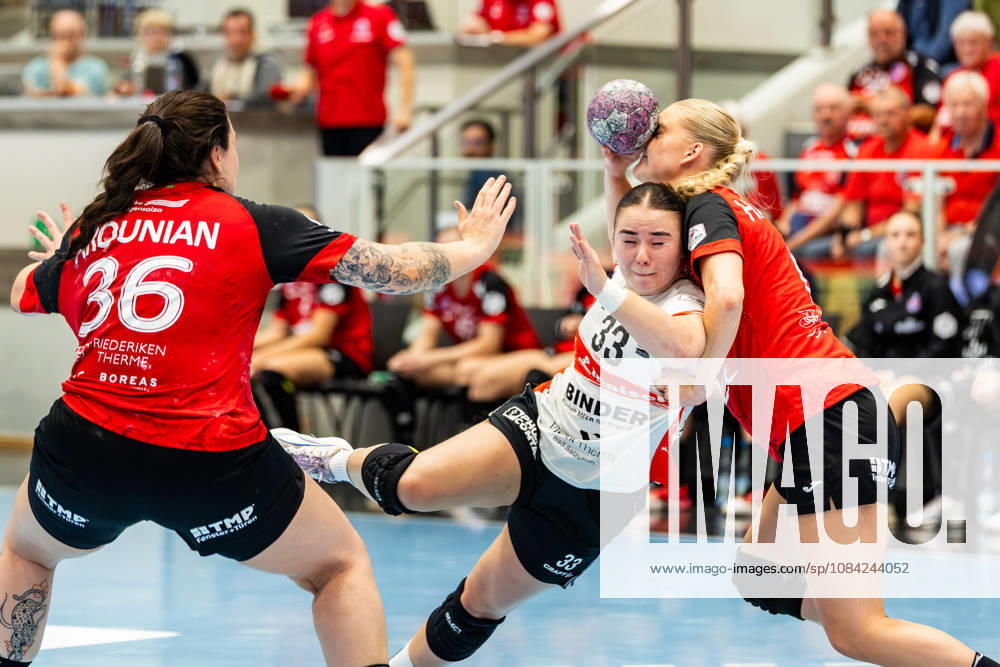 GER, Handball, Women, 2026–2027 Season, Alsco 1 Bl, Matchday 5, Thüringer HC vs. HSG Blomberg Lippe g36, Elin Rosa Magnusdottir (HSG Blomberg Lippe), Alfa Bra Oddsdottir Hagalin (Thüringer HC), 6 99947 Bad Langensalza, Salza, Halle, Mehrz Sports Hall, Thuringia, Germany