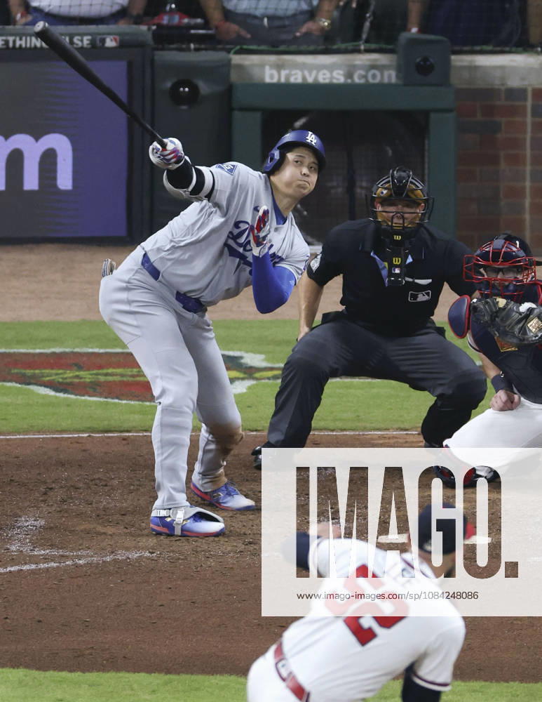 Baseball: Division Series between Dodgers and Braves Los Angeles Dodgers designated hitter Shohei Ohtani flies out against Atlanta Braves pitcher Dylan Lee (52) in the eighth inning of Game 4 of the National League Division Series at Truist Park in Atlanta on Oct. 7, 2026. A14AA0005630418P