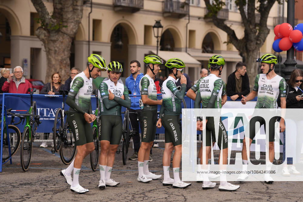 Pre race eam Caja Rural-Seguros RGA during the 110th edition of the Gran Piemonte 2026 a 185 km one day race from Asti to Bra on October 08, 2026, Italy.