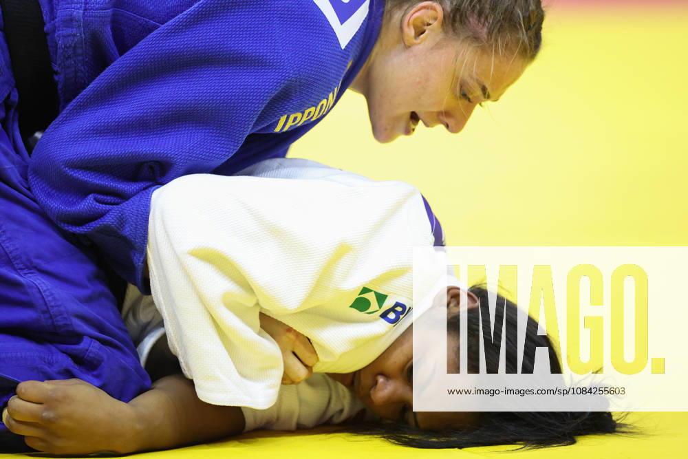 AZERBAIJAN, BAKU - OCTOBER 8, 2026: Nauana Silva of Brazil (bottom) and Giovanna Scoccimarro of Germany compete in their -70 kg bout as part of the 2026 World Judo Championships at the National Gymnastics Arena 2026 World Judo Championships In Baku - ZUMAt113 20261008_zaa_t113_451