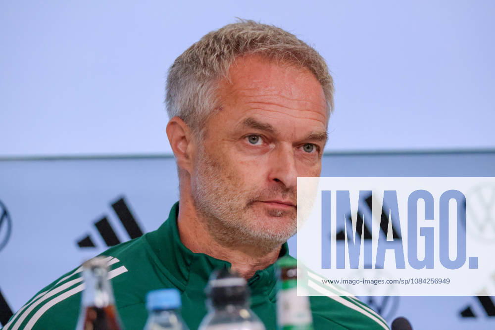 German Women s National Soccer Team Post-Match Press Conference: Friendly Match Germany vs. Australia Pictured: National Team Coach Christian Wück (Wueck) of Germany at the post-match press conference in Karlsruhe