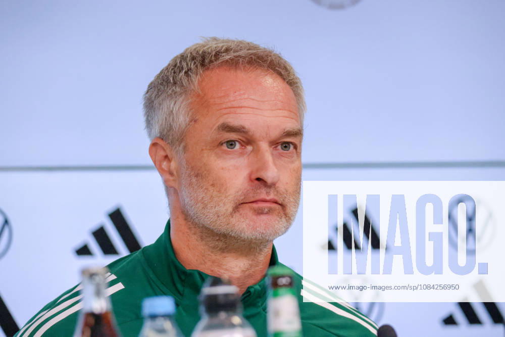 German Women s National Soccer Team Post-Match Press Conference: Friendly Match Germany vs. Australia Pictured: National Team Coach Christian Wück (Wueck) of Germany at the post-match press conference in Karlsruhe