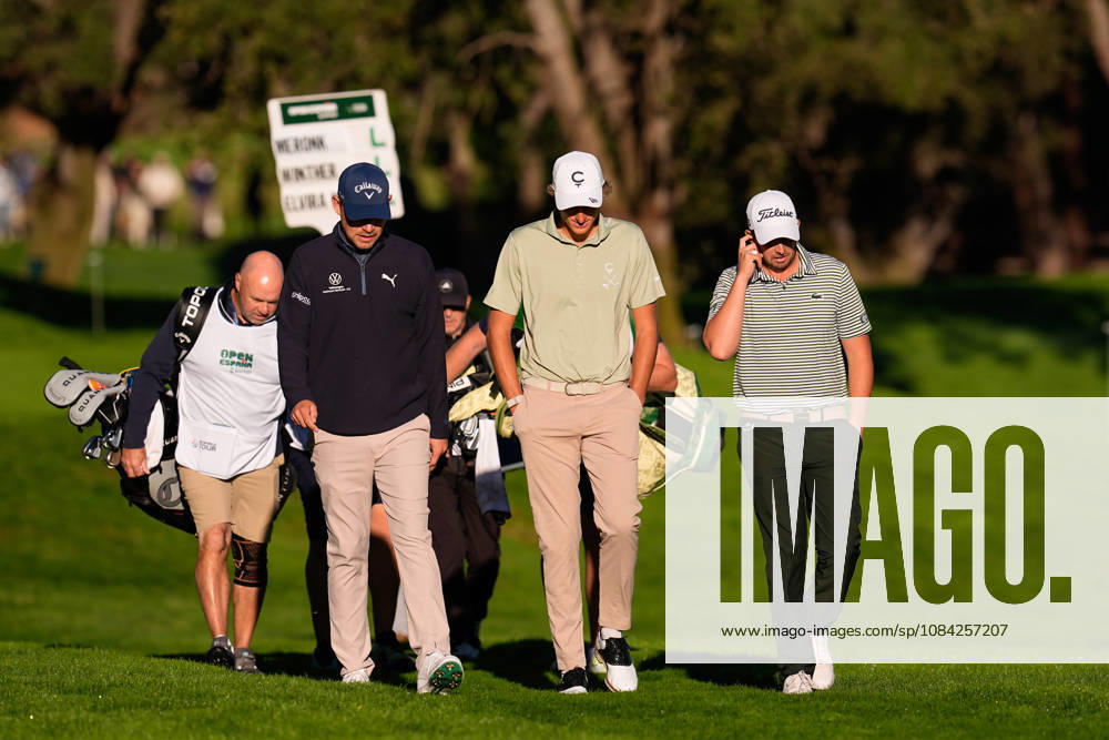 Jeff Winther of Denmark, Adrian Meronk of Poland and Manuel Elvira of Spain during the Open de Espao±a 2026 presented by Madrid, R1, golf tournament of DP World Tour at Club de Campo Villa de Madrid on October 08, 2026, in Madrid, Spain. Madrid Spain - ZUMAa181 20261008_zaa_a181_028