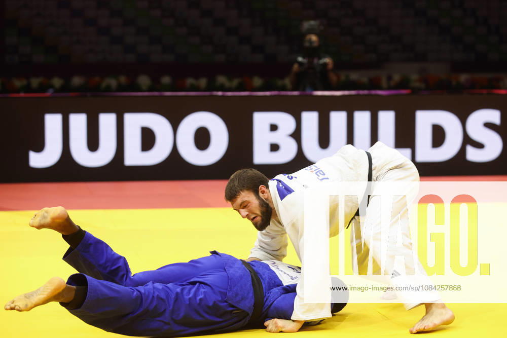 AZERBAIJAN, BAKU - OCTOBER 8, 2026: Maxime-Gael Ngayap Hambou (bottom) of France and Boris Rutovic of Serbia compete in their -90 kg bout as part of the 2026 World Judo Championships at the National Gymnastics Arena. Mikhail Sinitsyn TASS 98958497