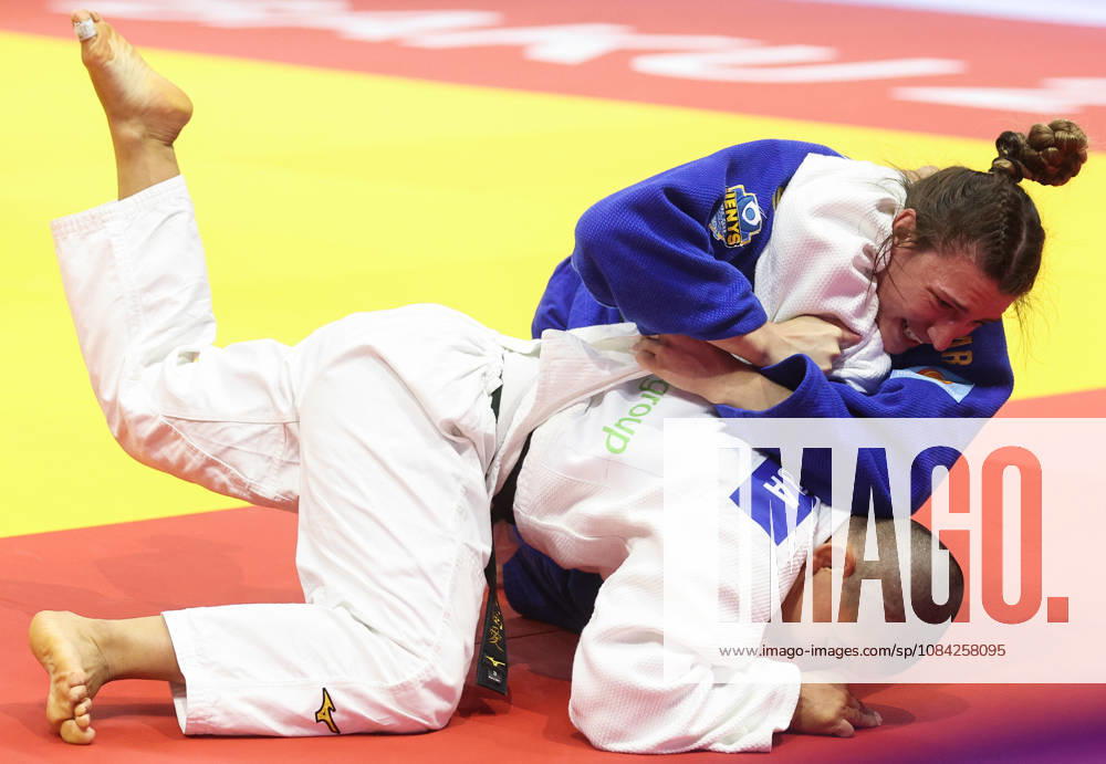 AZERBAIJAN, BAKU - OCTOBER 8, 2026: Michaela Polleres (top) of Austria and Ai Tsunoda Roustant of Spain compete in their -70 kg bout as part of the 2026 World Judo Championships at the National Gymnastics Arena 2026 World Judo Championships In Baku - ZUMAt113 20261008_zaa_t113_611