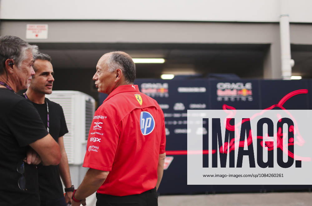 FREDERIC VASSEUR, Team Principal of Scuderia Ferrari, stops to chat with members of the French media in the paddock ahead of the 2026 Formula 1 Singapore Grand Prix at Marina Bay Street Circuit in Singapore. Singapore Singapore - ZUMAh201 20261008_zsp_h201_033