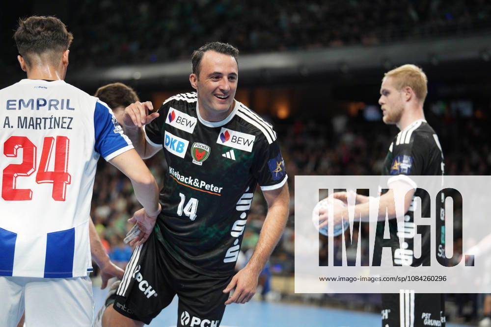 Pictured: Aitor Arino, Füchse Berlin, age 14, Joy, October 8, 2026, Füchse Berlin vs. FC Porto, EHF Handball Champions League, 2026–27 season, Max Schmeling Halle