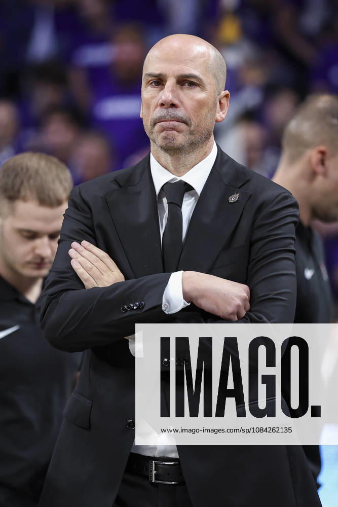 Joan Penarroya, head coach of Partizan Mozzart Bet Belgrade, looks on during the Euroleague Basketball Regular Season Round 4 game between Real Madrid v Partizan Mozzart Bet Belgrade at Movistar Arena on October 08, 2026 in Madrid, Spain. Real Madrid V Partizan Mozzart Bet Belgrade - Euroleague 2025 2026 - ZUMAa181 20261008_zaa_a181_226