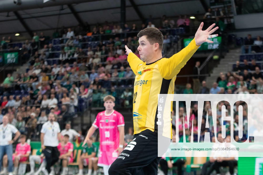 Handball, HBL2: SC DHfK Leipzig vs. TuS N Lübbecke, October 8, 2026; Goalkeeper Anadin Suljakovic 12, SC DHfK Leipzig; Handball, 2nd Bundesliga, 2026–2027 season, Matchday 7: SC DHfK Leipzig vs. TuS N Lübbecke on October 8, 2026, at the Quarterback Immobilien Arena Leipzig