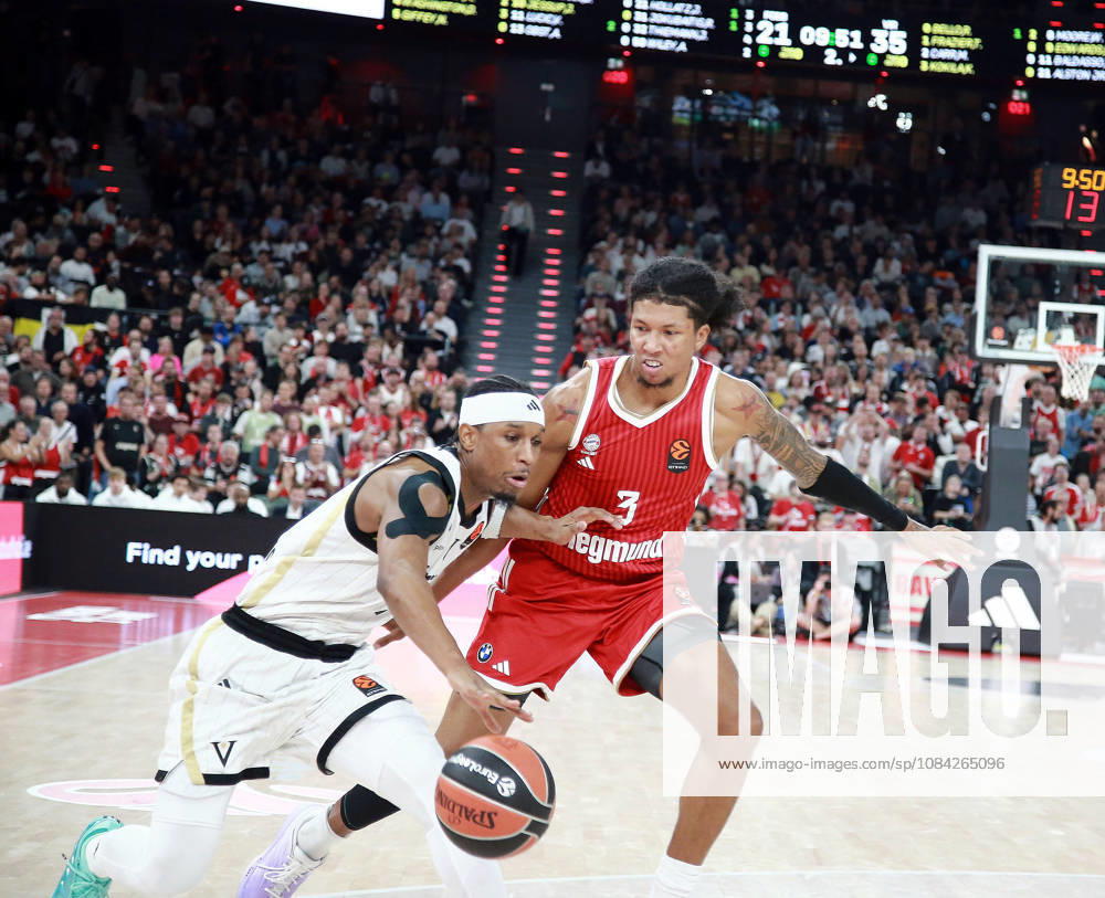 From left: Trent FRAZIER (Bologna), MarJon BEAUCHAMP (Munich), Basketball, EuroLeague, 2026–27, FC Bayern Munich vs. Virtus Bologna, October 8, 2026, SAP Garden, Munich