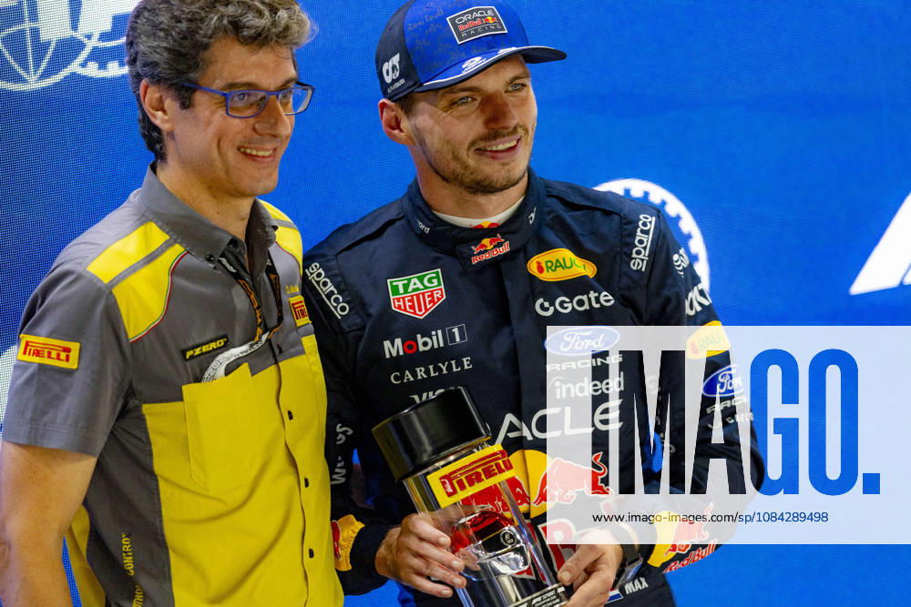 9th October 2026; Marina Bay, Singapore; Formula 1, Singapore Grand Prix, Free Practice and Sprint Qualifying Day; Max Verstappen (3) of Netherlands and Oracle Red Bull Racing after qualifying StephenxBlackberry