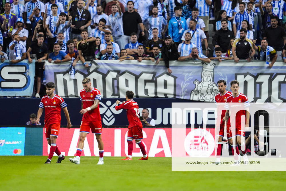 Bryan Zaragoza of RCD Espanyol celebrates a goal during the Spanish league, LaLiga EA Sports, football match played between Malaga CF and RCD Espanyol at La Rosaleda stadium on October 9, 2026, in Malaga, Spain. Malaga Spain - ZUMAa181 20261009_zaa_a181_330