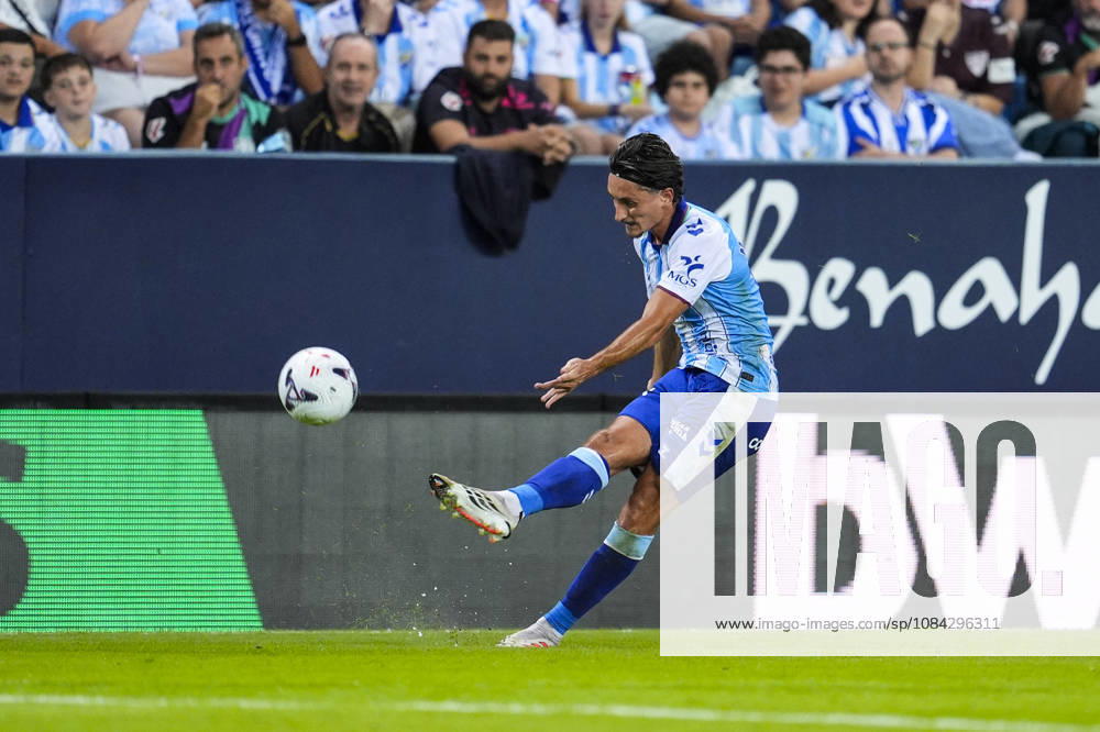 Pablo Martinez of Malaga CF in action during the Spanish league, LaLiga EA Sports, football match played between Malaga CF and RCD Espanyol at La Rosaleda stadium on October 9, 2026, in Malaga, Spain. Malaga CF V RCD Espanyol - LaLiga EA Sports - ZUMAa181 20261009_zaa_a181_333