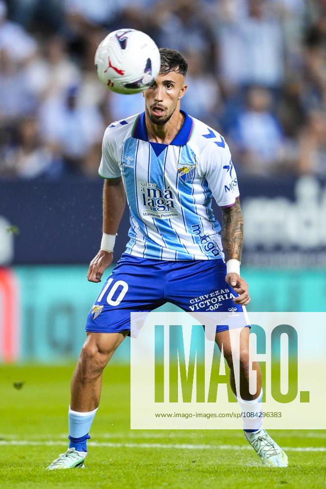 David Larrubia of Malaga CF in action during the Spanish league, LaLiga EA Sports, football match played between Malaga CF and RCD Espanyol at La Rosaleda stadium on October 9, 2026, in Malaga, Spain. Malaga Spain - ZUMAa181 20261009_zaa_a181_339