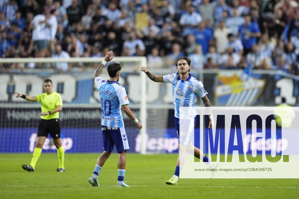 Adrian Nino of Malaga CF celebrates a goal during the Spanish league, LaLiga EA Sports, football match played between Malaga CF and RCD Espanyol at La Rosaleda stadium on October 9, 2026, in Malaga, Spain. Malaga Spain - ZUMAa181 20261009_zaa_a181_351