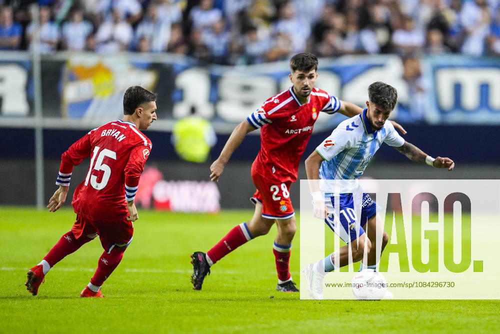David Larrubia of Malaga CF in action during the Spanish league, LaLiga EA Sports, football match played between Malaga CF and RCD Espanyol at La Rosaleda stadium on October 9, 2026, in Malaga, Spain. Malaga Spain - ZUMAa181 20261009_zaa_a181_352