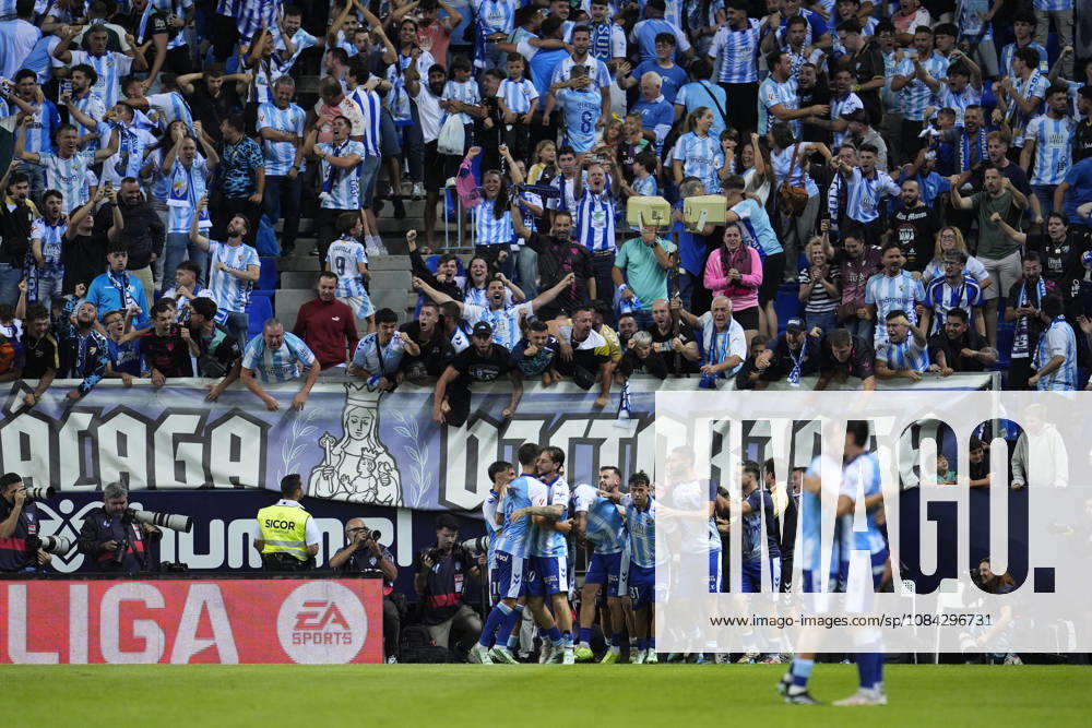 Adrian Nino of Malaga CF celebrates a goal during the Spanish league, LaLiga EA Sports, football match played between Malaga CF and RCD Espanyol at La Rosaleda stadium on October 9, 2026, in Malaga, Spain. Malaga Spain - ZUMAa181 20261009_zaa_a181_353