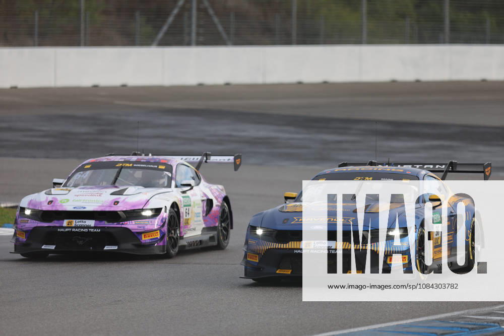 Hockenheim, Germany, October 9–11, 2026; DTM 2026 Season Finale at the Hockenheimring; Saturday Qualifying; Pictured from the right: Arjun Maini (IND) 36 next to Finn Wiebelhaus (GER) 64 in the Ford Mustang from Haupt Racing Team; Hockenheimring, Baden-Württemberg