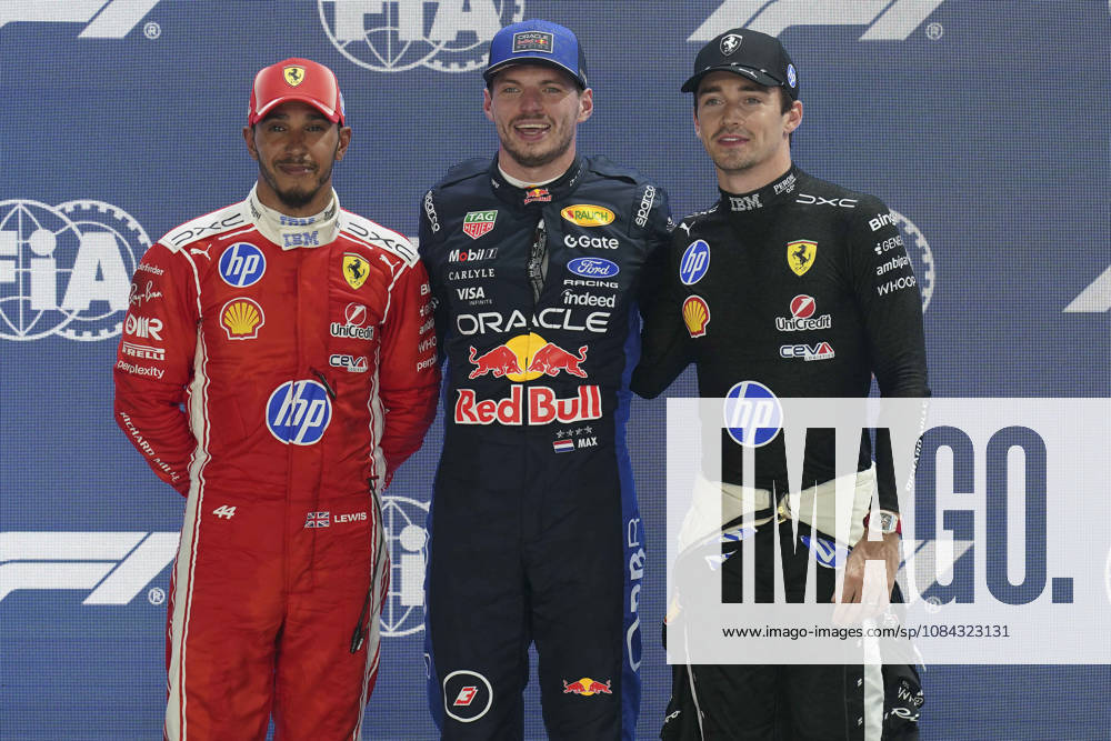 FORMULA 1 SINGAPORE AIRLINES SINGAPORE GRAND PRIX 2026 Max Verstappen (NED) 3 Red Bull Racing, Charles Leclerc (MON) 16 Ferrari and Lewis Hamilton (GBR) 44 Ferrari in parc ferme after qualifying during the Formula 1 Singapore Airlines Singapore Grand Prix 2026, Round 17 of the 2026 Formula 1 World Championship, WM, Weltmeisterschaft from 9th - 11th October 2026 at the Marina Bay Street Circuit, Singapore. Credit: Robbie Hoad Every Second Media Editorial use only. All images are copyright Every Second Media Limited. No images may be reproduced without prior permission.
