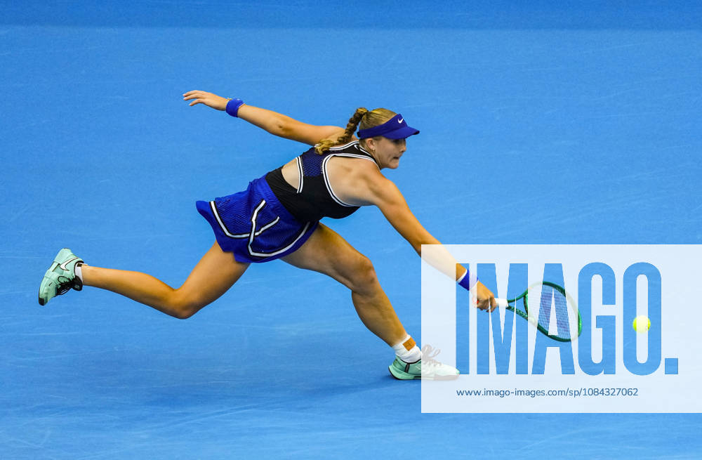 (261010) -- BEIJING, Oct. 10, 2026 -- Mirra Andreeva of Russia hits a return during the women s singles semifinal match against Nikola Bartunkova of the Czech Republic at 2026 China Open tennis tournament in Beijing, China, Oct. 10, 2026. ) (SP)CHINA-BEIJING-TENNIS-CHINA OPEN-WOMEN S SINGLES-SEMIFINAL (CN) SunxFei