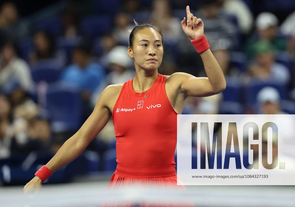 (261010) -- BEIJING, Oct. 10, 2026 -- Zheng Qinwen reacts during the women s singles semifinal between Zheng Qinwen of China and Elise Mertens of Belgium at 2026 China Open tennis tournament in Beijing, China, Oct. 10, 2026. ) (SP)CHINA-BEIJING-TENNIS-CHINA OPEN-WOMEN S SINGLES-SEMIFINAL (CN) ZhangxChenlin
