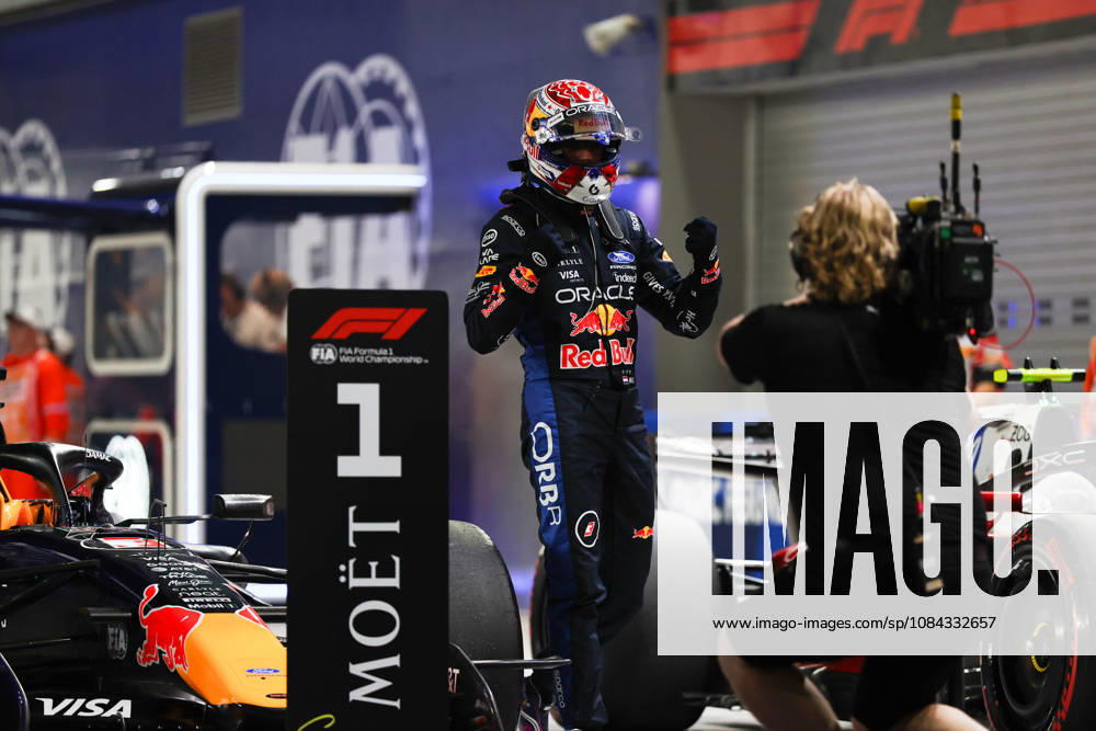 Max Verstappen of the Netherlands and Oracle Red Bull Racing at Parc Ferme after winning qualifying for F1 Grand Prix race of Singapore at Marina Bay Street Circuit on October 10, 2026 in Singapore, Singapore. (Photo by Qian Jun SPP-Paddocker)