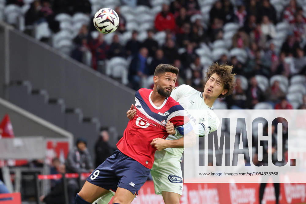 Olivier GIROUD (LOSC Lille) et Ayumu SEKO (Havre AC) lors du match LOSC Lille vs Le Havre, Ligue 1, Decathlon Arena stade Pierre Mauroy, le 10 octobre 2026 - photo Laurent Sanson PsnewZ