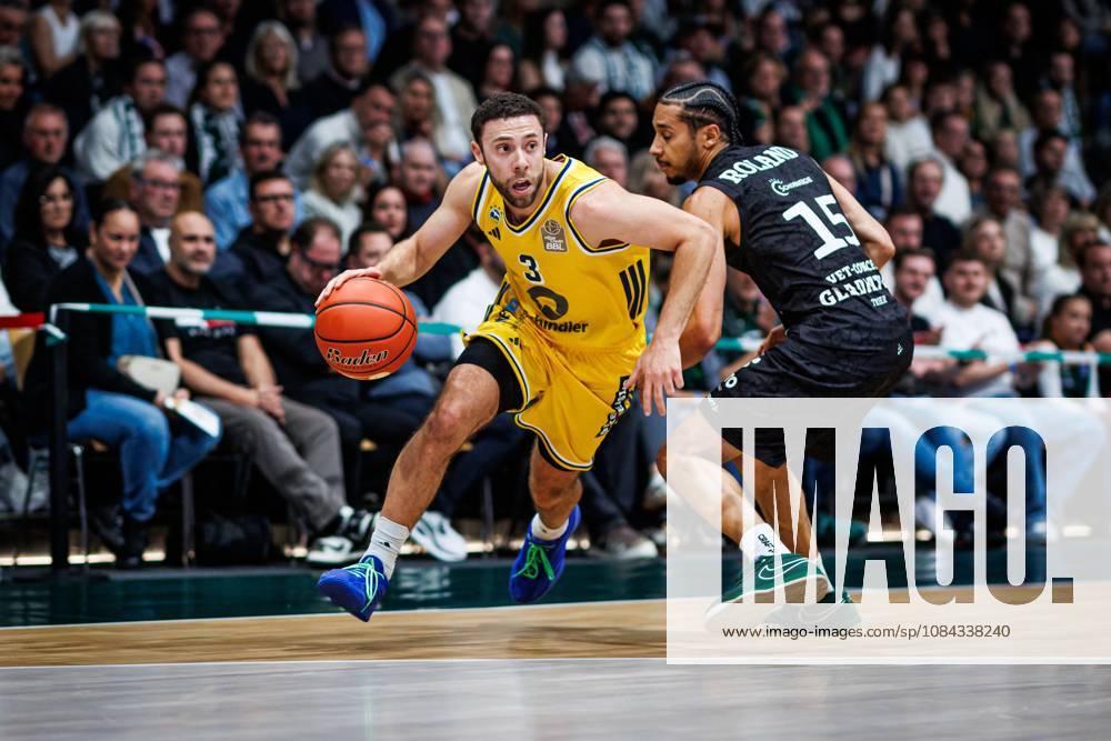 Jordan Ford of Alba Berlin goes head-to-head with Jordan Roland of the Gladiators Trier; Action: Vet Concept Gladiators Trier vs. Alba Berlin, Basketball, easyCredit BBL, Matchday 5, 2026–2027 Season, October 10, 2026, Vet Concept Gladiators Trier vs. Alba Berlin, Basketball, easyCredit BBL, Matchday 5, 2026–2027 season