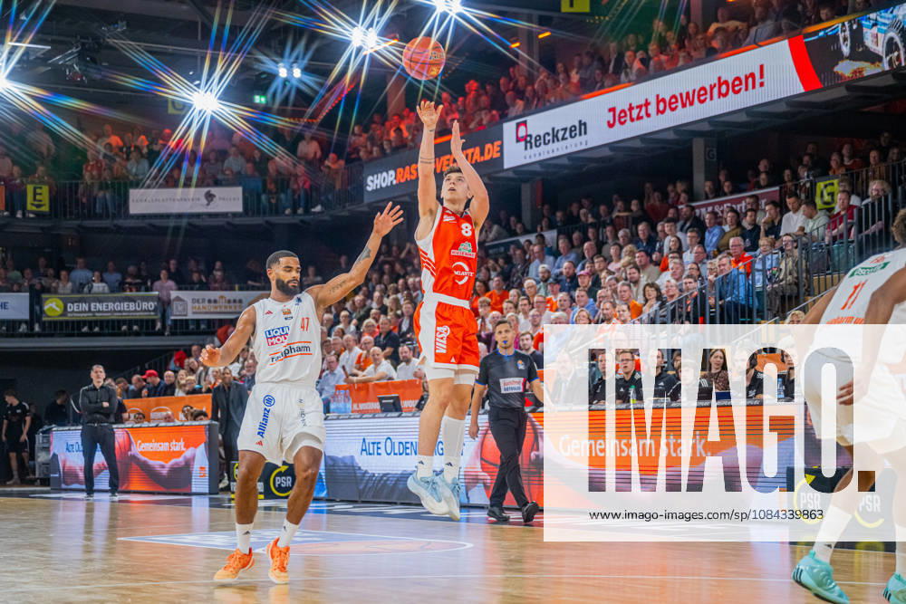 1 Basketball Bundesliga, easyCredit BBL, 2026–2027 Season, Men, Regular Season, Matchday 5, October 10, 2026, RASTA Vechta vs. ratiopharm Ulm, Dominik Dolic 8, RASTA Vechta taking a jump shot, Vechta, RASTA Dome, Lower Saxony, Germany