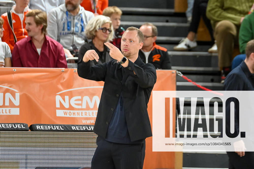 Christian Held of RASTA Vechta, coach, calls a traveling violation; RASTA Vechta vs. ratiopharm Ulm, easyCredit Basketball Bundesliga, Matchday 5, 2026–2027 season, October 10, 2026, RASTA Vechta vs. ratiopharm Ulm, easyCredit Basketball Bundesliga, Matchday 5, 2026–2027 season, October 10, 2026, Vechta