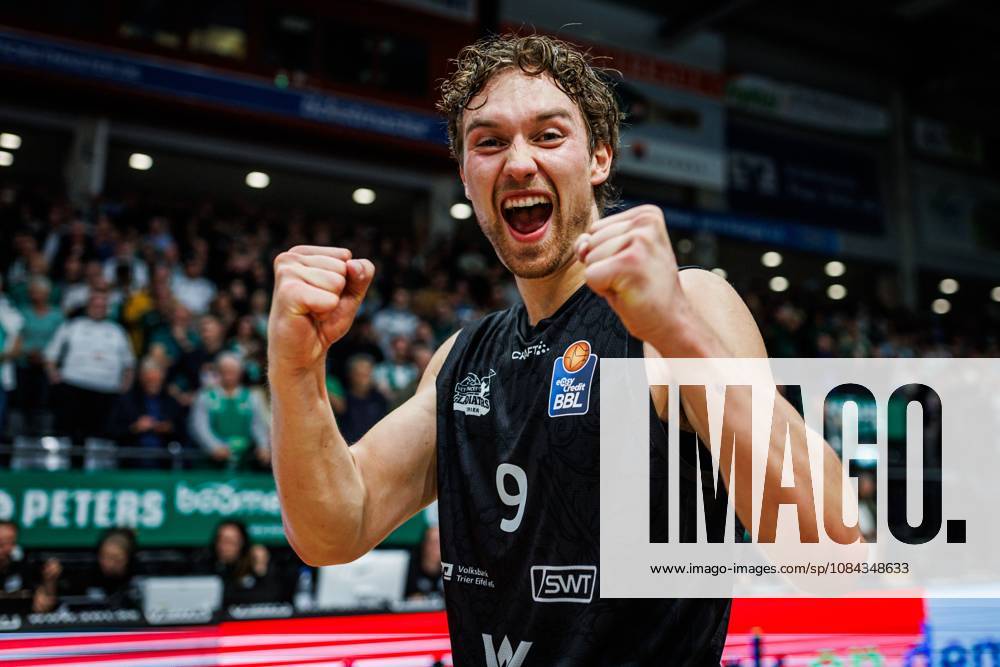 Marco Hollersbacher, Gladiators Trier, Cheers, Joy, Emotions, Vet Concept Gladiators Trier vs. Alba Berlin, Basketball, easyCredit BBL, Matchday 5, 2026–2027 Season, October 10, 2026 Vet Concept Gladiators Trier vs. Alba Berlin, basketball, easyCredit BBL, Matchday 5, 2026–2027 season