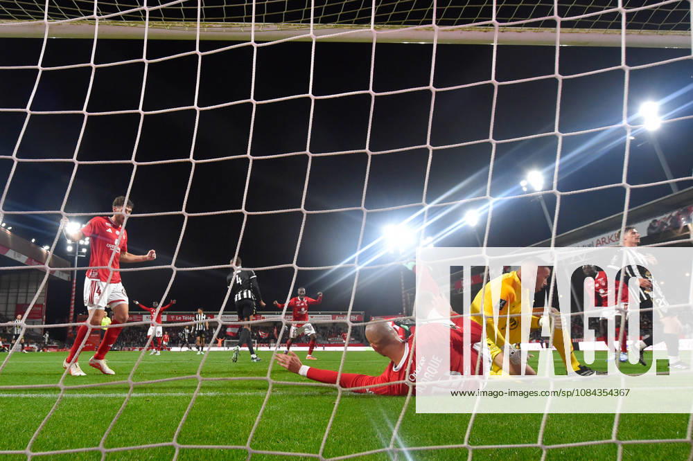 Stade Brestois 29 v Angers SCO - Ligue 1 McDonald s 2026 2027 Ludovic AJORQUE of Brest scores a goal and Anthony LOPES of Angers during Ligue 1 McDonald s match between Brest and Angers at Stade Francis-Le Ble on October 10, 2026 in Brest, France. Brest France