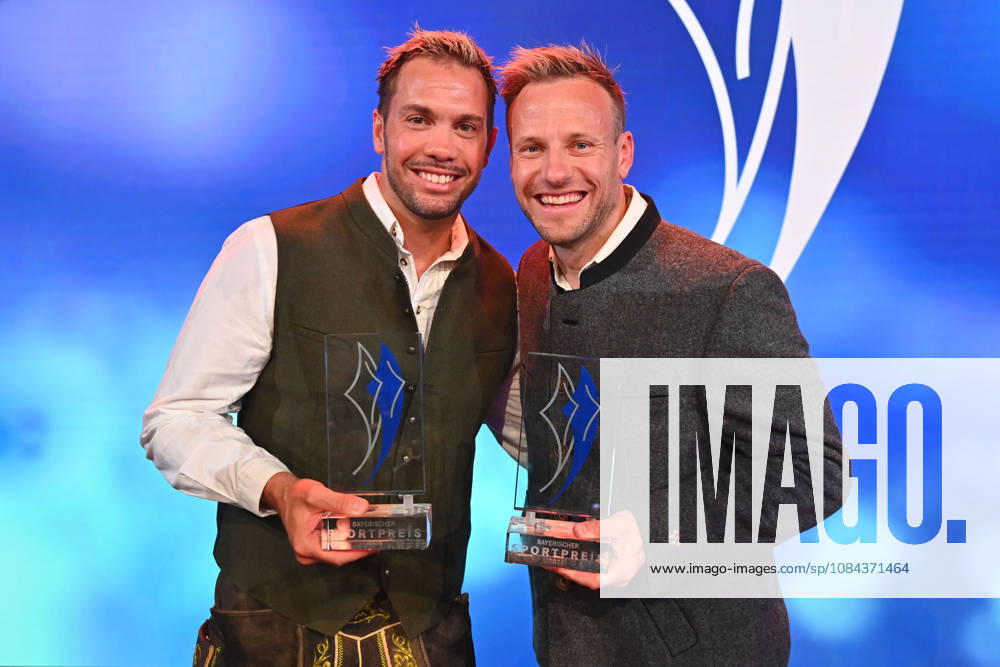 From left: Tobias Wendl and Tobias Arlt, luge, doubles, 2026 Bavarian Sports Award at BMW Welt, red carpet