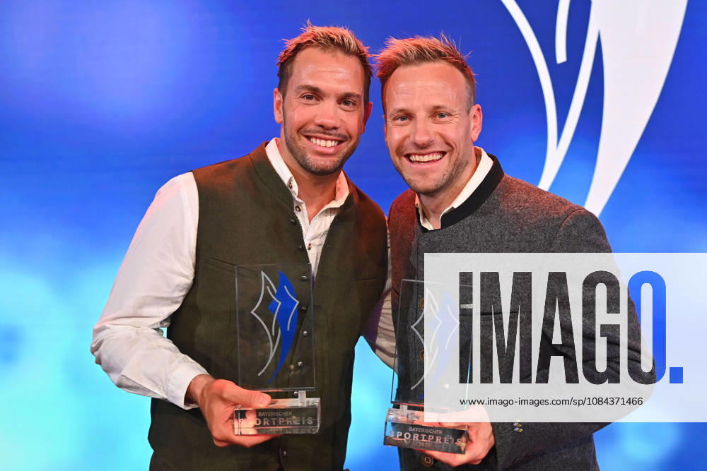 From left: Tobias Wendl and Tobias Arlt, luge, doubles, 2026 Bavarian Sports Award at BMW Welt, red carpet