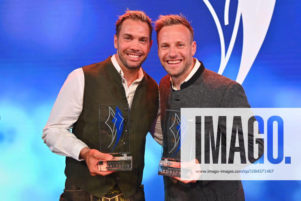 From left: Tobias Wendl and Tobias Arlt, luge, doubles, 2026 Bavarian Sports Award at BMW Welt, red carpet