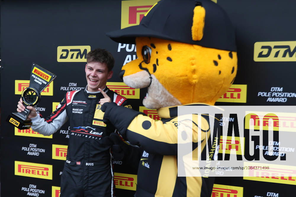 Hockenheim, Germany, October 9–11, 2026; DTM 2026 Season Finale at the Hockenheimring; Sunday, Qualifying 2; Pictured: Bastian Buus (DEN 29) with the DTM Dash mascot at the Hockenheimring, Baden-Württemberg