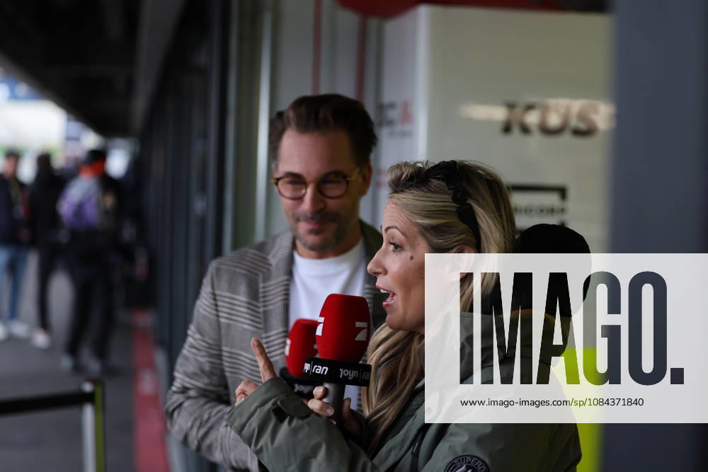 Hockenheim, Germany, October 9–11, 2026; DTM 2026 Season Finale at the Hockenheimring; Sunday, Qualifying 2. Pictured: Host Andrea Kaiser; in the background, expert Maximilian Götz Goetz; Hockenheimring, Baden-Württemberg