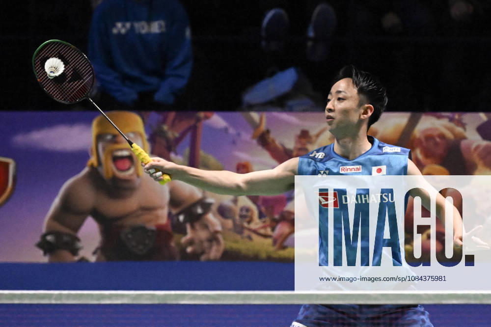 Yushi Tanaka of Japan hits a return during the men s singles match against Anders Antonsen of Denmark (not pictured) during the finals at the badminton Clash of Clans Arctic Open 2026 tournament in Vantaa, Finland, on October 11, 2026. - ANTTI AIMO-KOIVISTO Finland H1el0MHgpJg