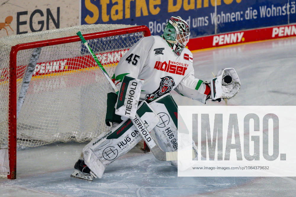 Tobias Ancicka of the Augsburger Panther, 45, made a solid save. Krefeld Pinguine vs. Augsburger Panther, ice hockey, Penny DEL, Matchday 8, 2026–2027 season, October 11, 2026, Krefeld Pinguine vs. Augsburger Panther, ice hockey, Penny DEL, Matchday 8, 2026–2027 season, October 11, 2026, Krefeld