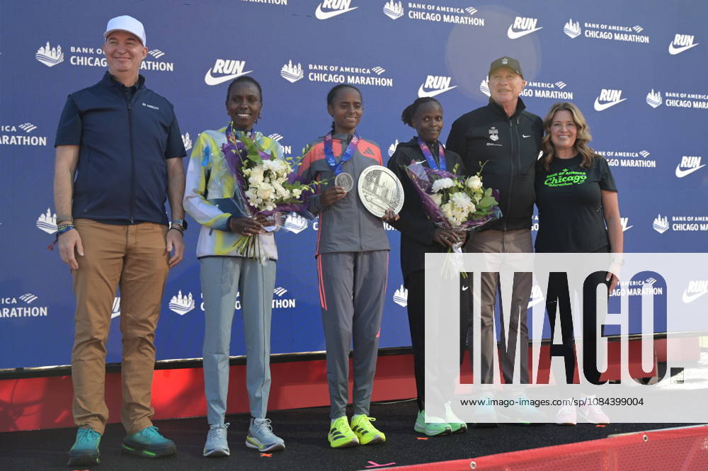 Chicago Marathon 2026 CHICAGO, ILLINOIS - OCTOBER 11: Ethiopian runner Hawi Feysa (3rd L) wins the women s professional division at the 48th Bank of America Chicago Marathon in Chicago, United States on October 11, 2026. Over 55,000 participants competed on the 26.2-mile course starting and finishing in Grant Park. Sharon Lokedi took silver medal and Brigid Kosgei took the bronze medal. Jacek Boczarski Anadolu Chicago United States. Editorial use only. Please get in touch for any other usage.