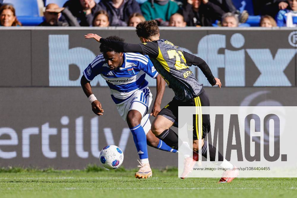 , MAC3park stadion , season 2026 2027 , Dutch Eredivisie football , match between PEC Zwolle and SC Cambuur , picture shows PEC Zwolle player Dylan Mbayo, SC Cambuur player Lucas Jetten PEC - Cambuur x208178446x