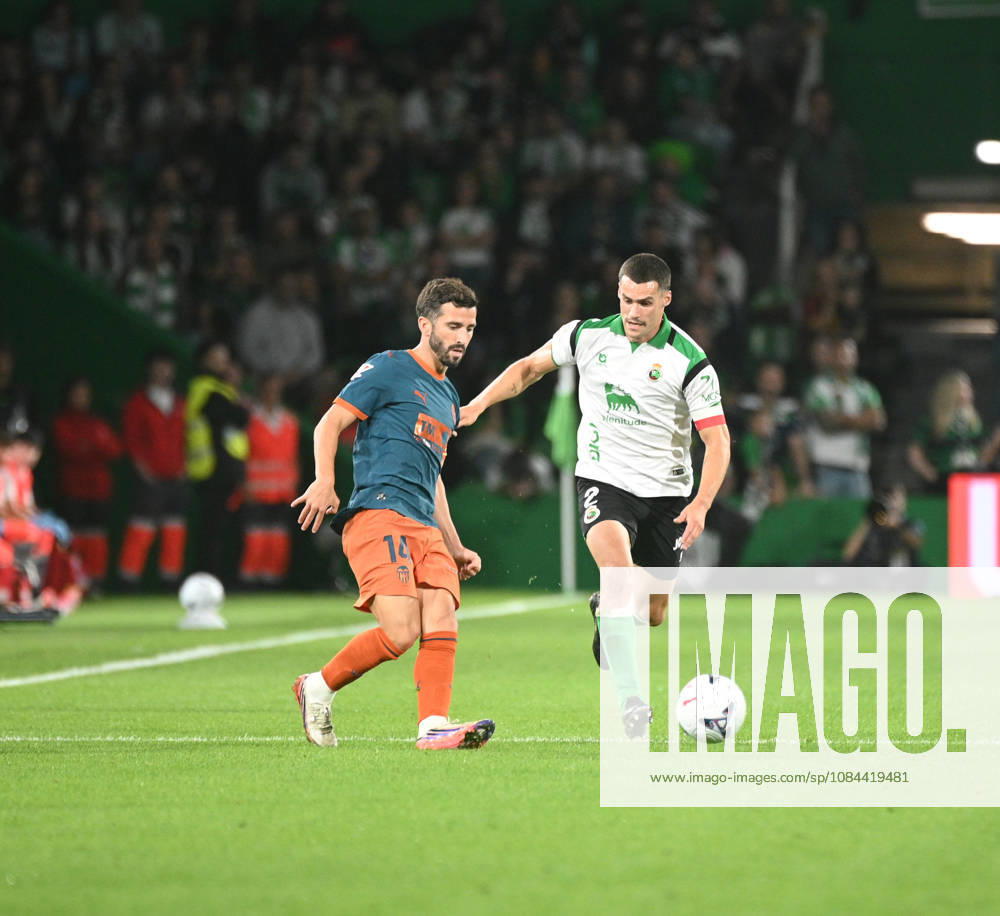 ESP LaLiga EA Sports: Racing Santander vs. Valencia CF — Jose Gaya of Valencia CF and Alvaro Mantilla of Racing de Santander during the LaLiga EA Sports match between Racing Santander and Valencia CF, played at Campos de Sport de El Sardinero Stadium in Cantabria on October 11, 2026, in Spain — Spanish Soccer