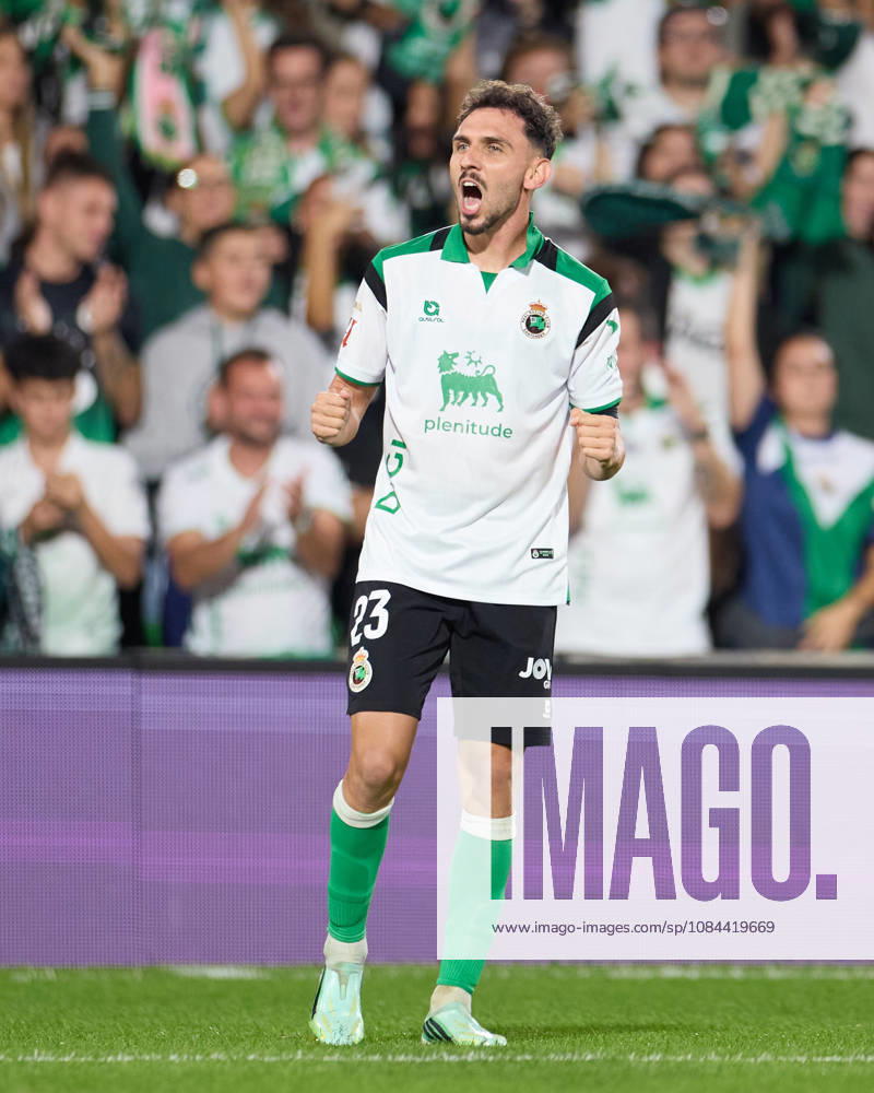 Ivan Martin of Real Racing Club de Santander celebrates after scoring the team s second goal during the LaLiga EA Sports match between Real Racing Club de Santander and Valencia CF at Campos de de El Sardinero on October 11, 2026, in Santander, Spain. Santander Spain - ZUMAa181 20261011_zaa_a181_371